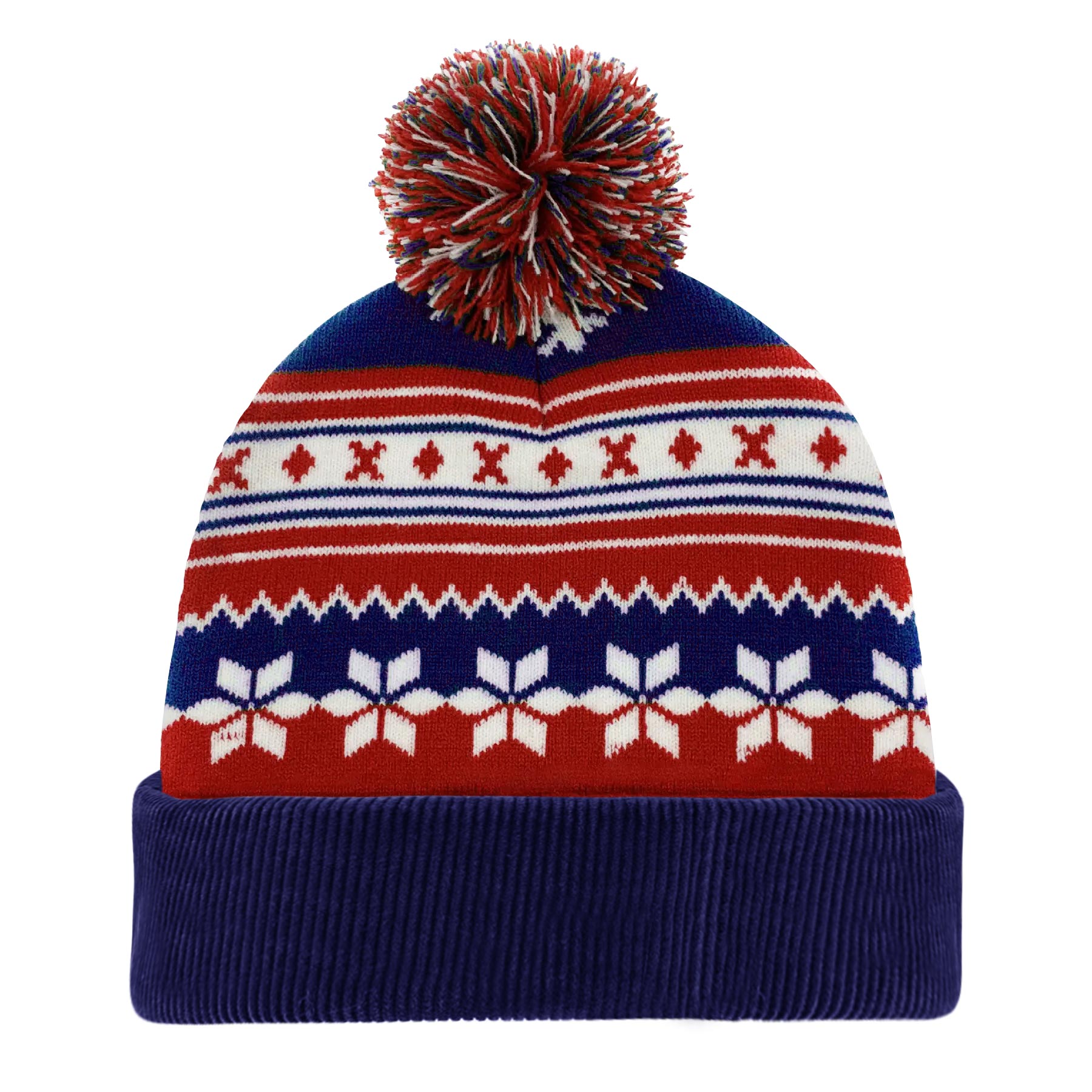 FlyFlyPromos - Knitted Acrylic Cuff Winter Beanie with Pom Image 3 - Promotional Product